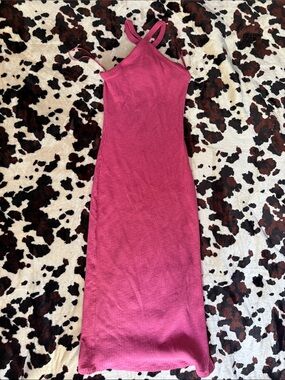 Old Navy Fuchsia Ribbed Midi Dress